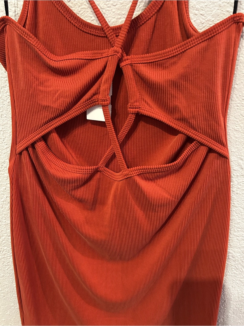 Double Zero Rust Orange Ribbed Mini Dress - Picture 3 of 4
